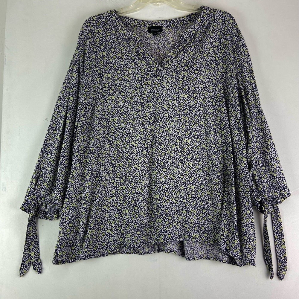 Jones New York Floral Blouse 3/4 Tie Sleeve Top Size 3X (710)